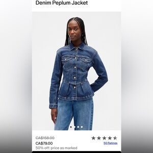 GAP Peplum Denim Jacket, Large Tall